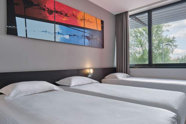Room with 3 single beds at Hôtel Athena Spa in Strasbourg