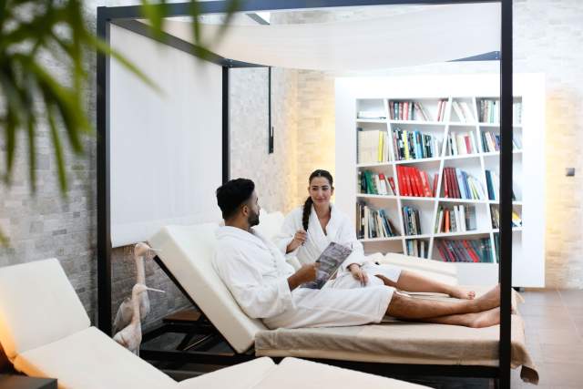 Reading corner at the spa of Athena Spa in Strasbourg