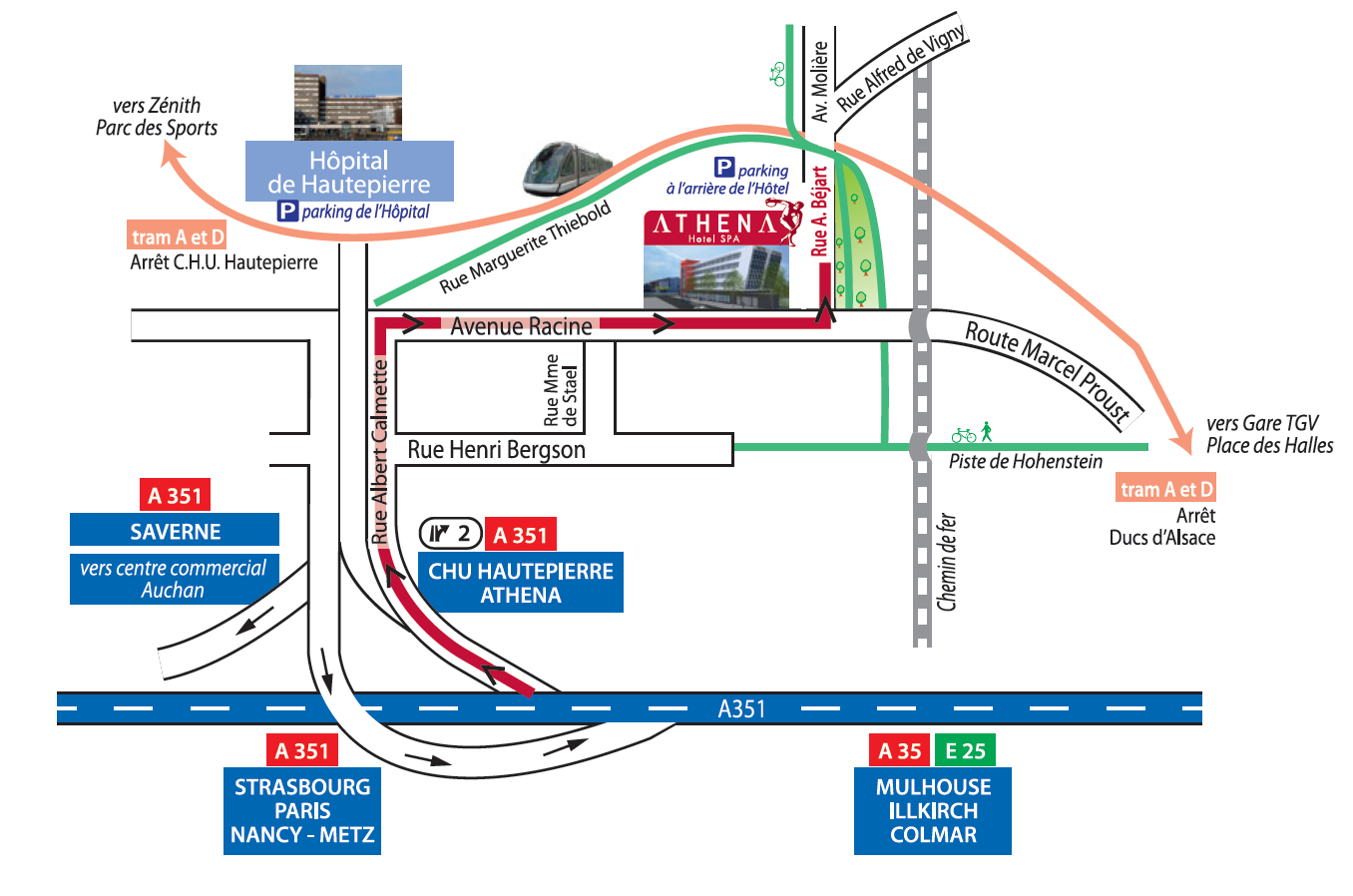 Plan d'accès hôtel spa restaurant Strasbourg Alsace