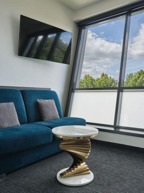 Designer sofa in a room at Hôtel Athena Spa in Strasbourg